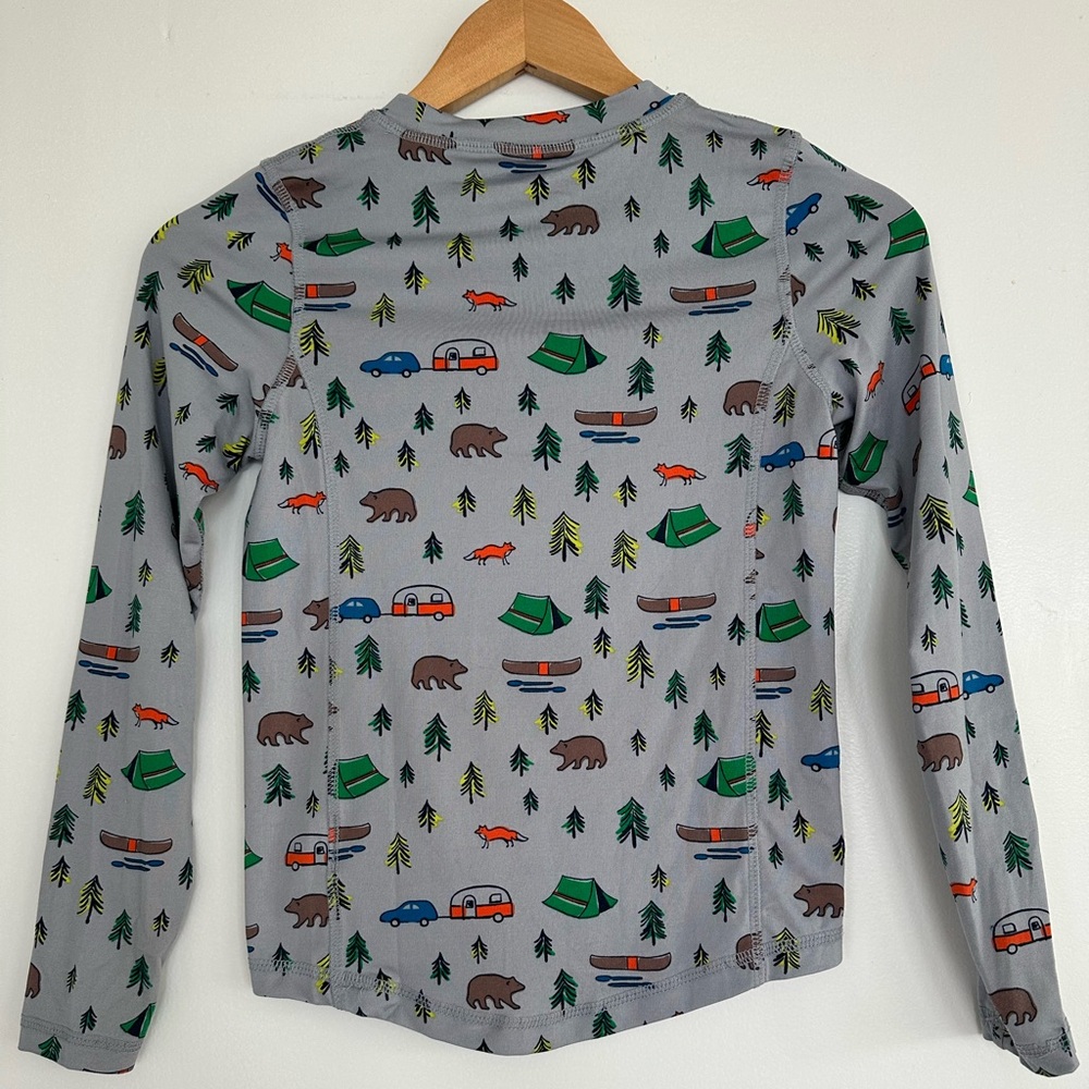 Lands' End Boys Long-Sleeve Base Layer Tee with Forest Adventure Print, Sz S